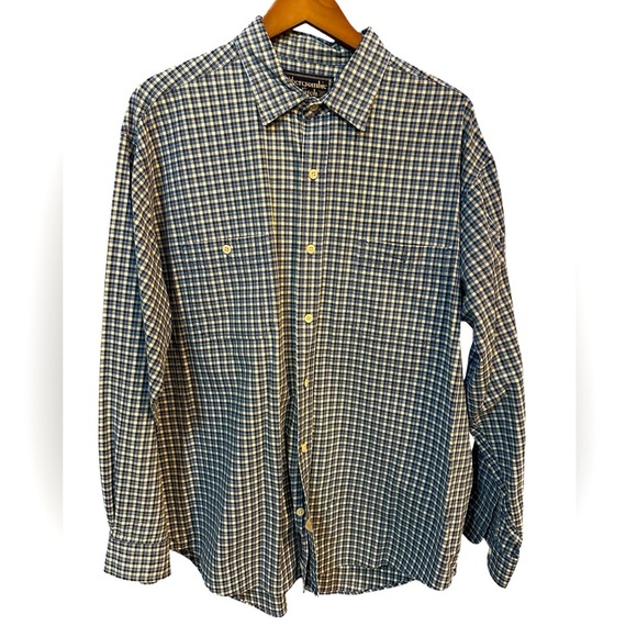 Vtg Abercrombie & Fitch Long Sleeve Button Shirt Plaid Blue Mens Preppy Size L - Picture 1 of 6